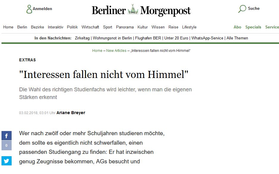 Interessen bei der Berufs- und Studienwahl